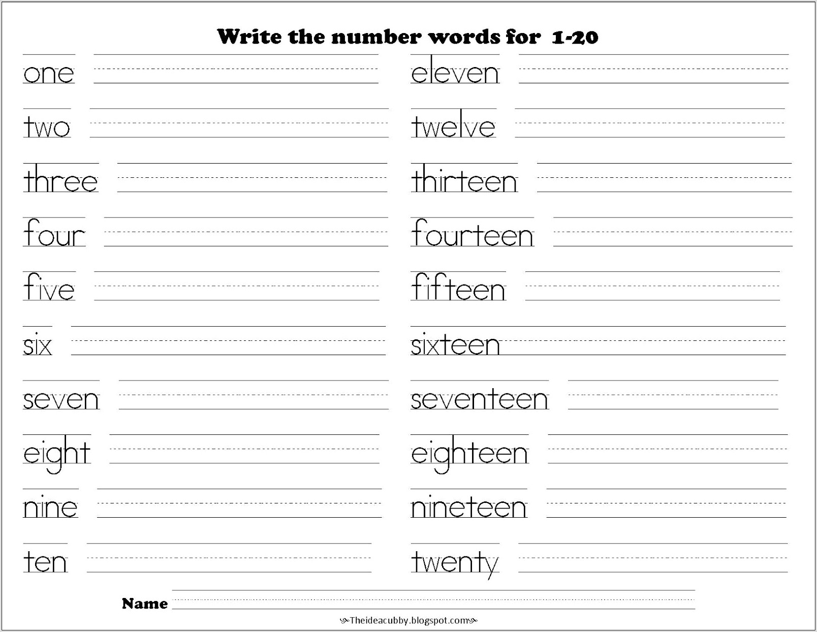 Writing Numbers Words Worksheet