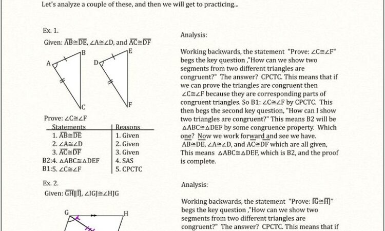 Writing Proofs In Geometry Worksheet With Answers