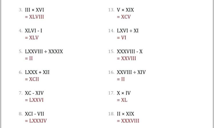 Writing Roman Numerals Worksheet