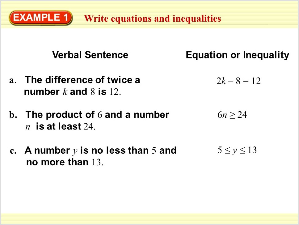 Writing Sentences As Equations Worksheet 3 Answers