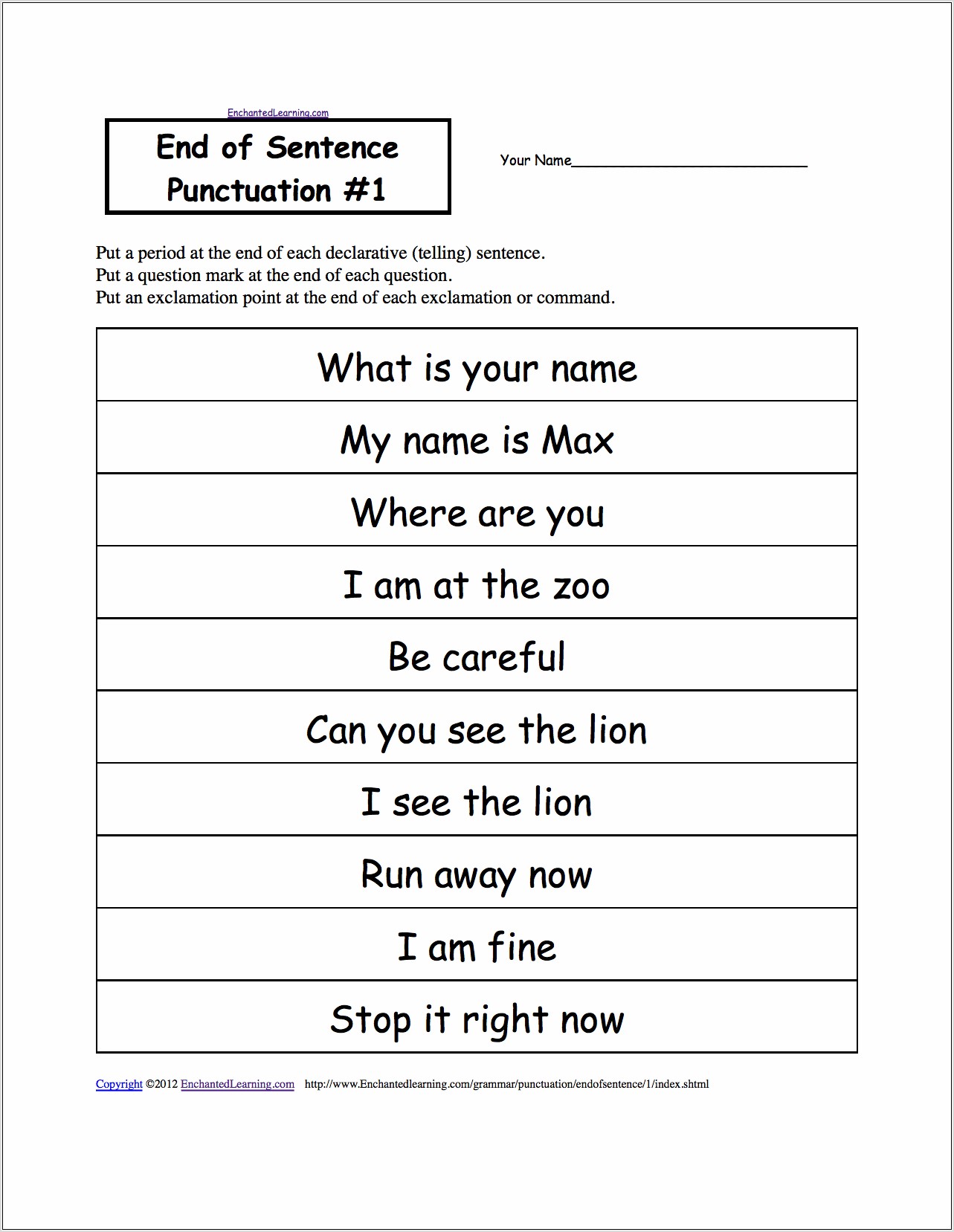 Writing Sentences With Commas Worksheets