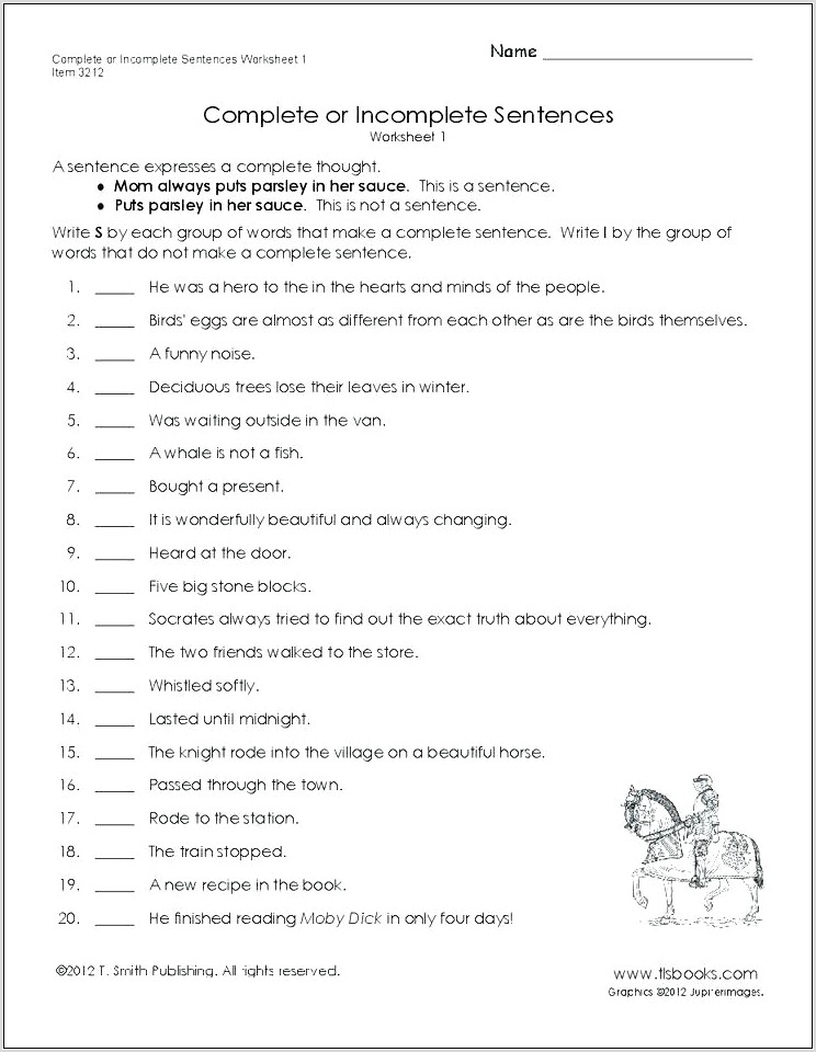 Writing Sentences Worksheet Grade 1