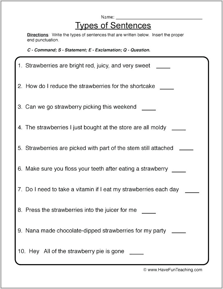 Writing Sentences Worksheets 3rd Grade