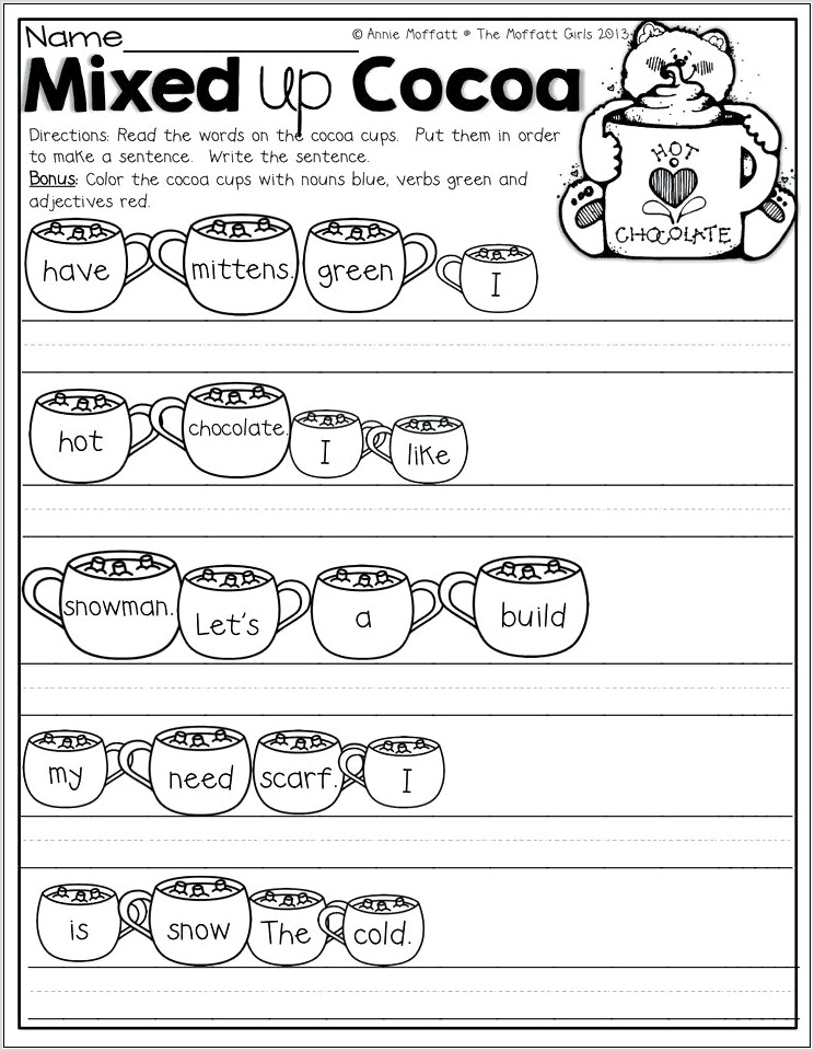 Writing Sentences Worksheets 5th Grade
