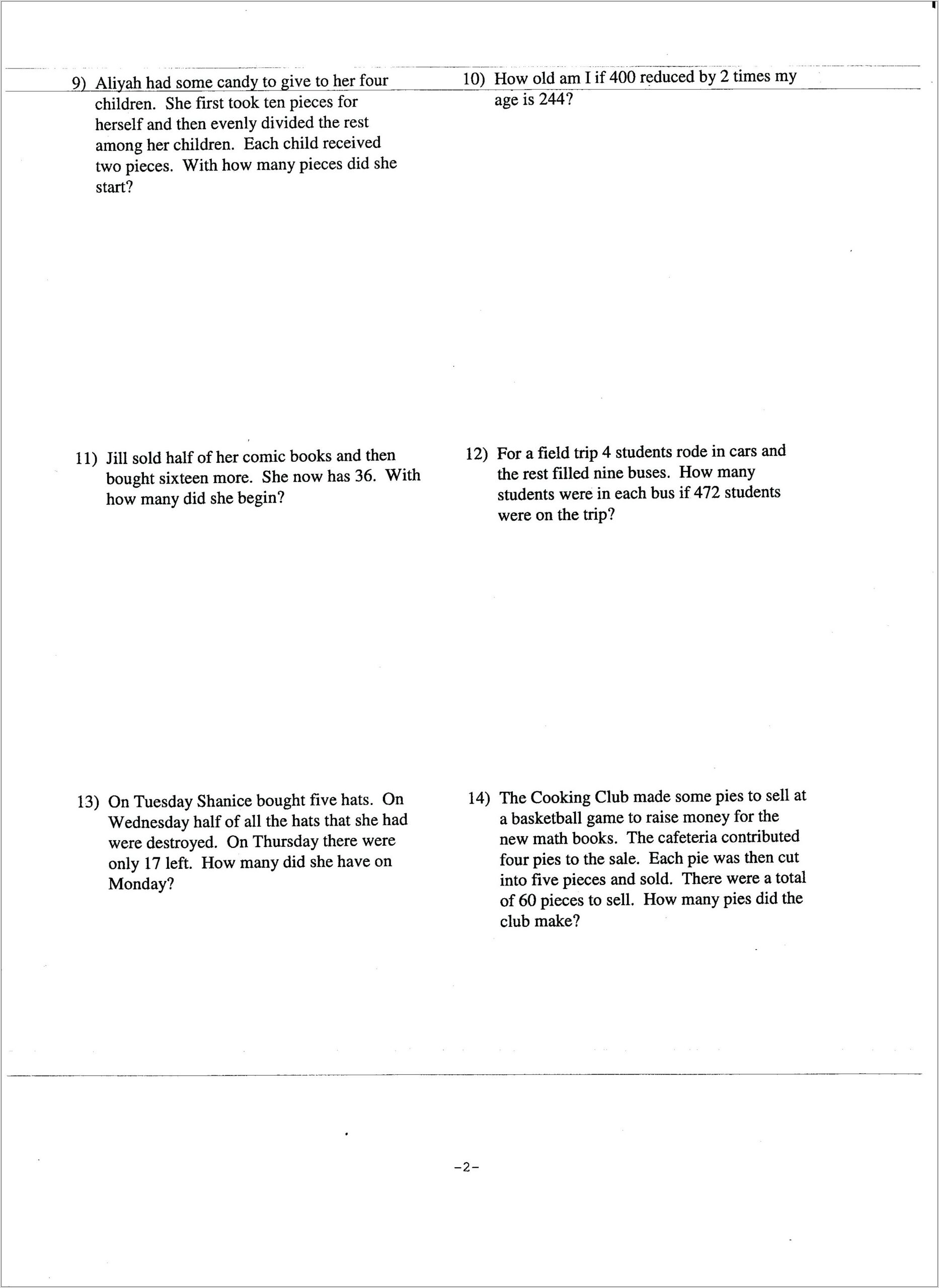 Writing Systems Of Equations Word Problems Worksheet