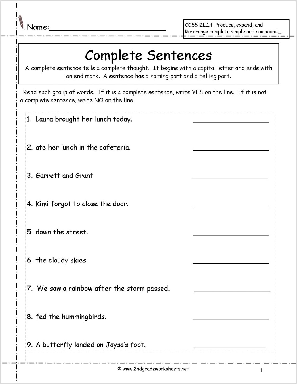 Writing Worksheet For 1st Grade