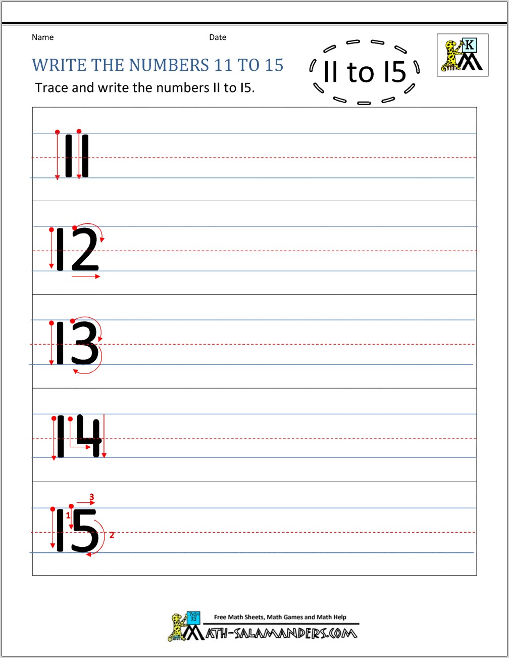 Writing Worksheets Numbers Kindergarten