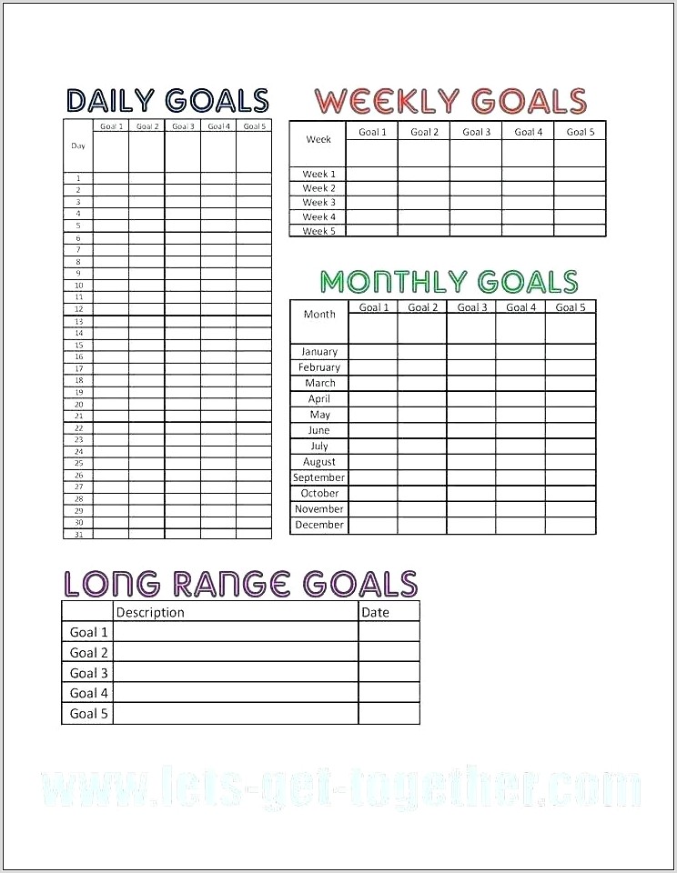 Yearly Goal Setting Worksheet