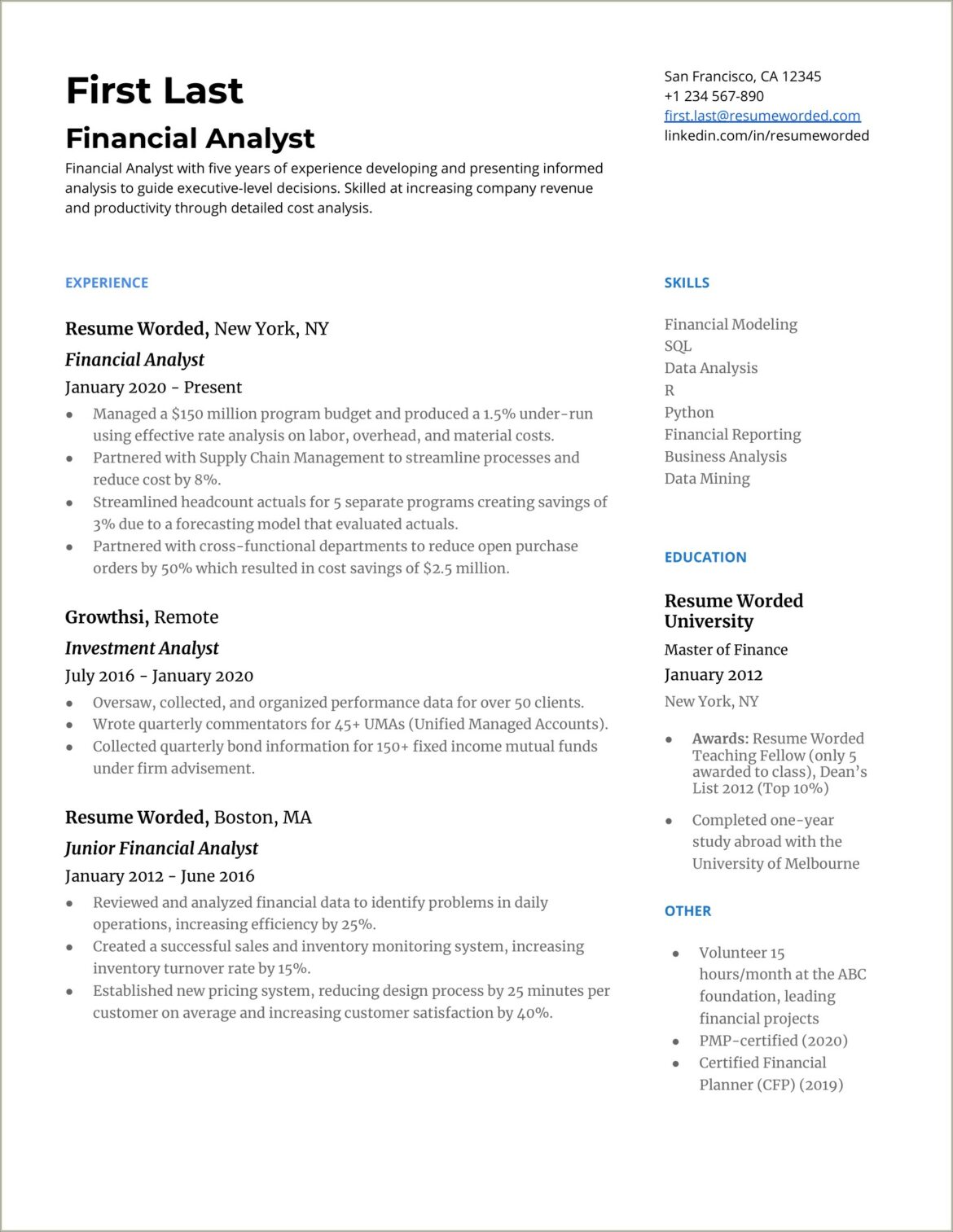 1 Year Experience Accounting Resume Summary