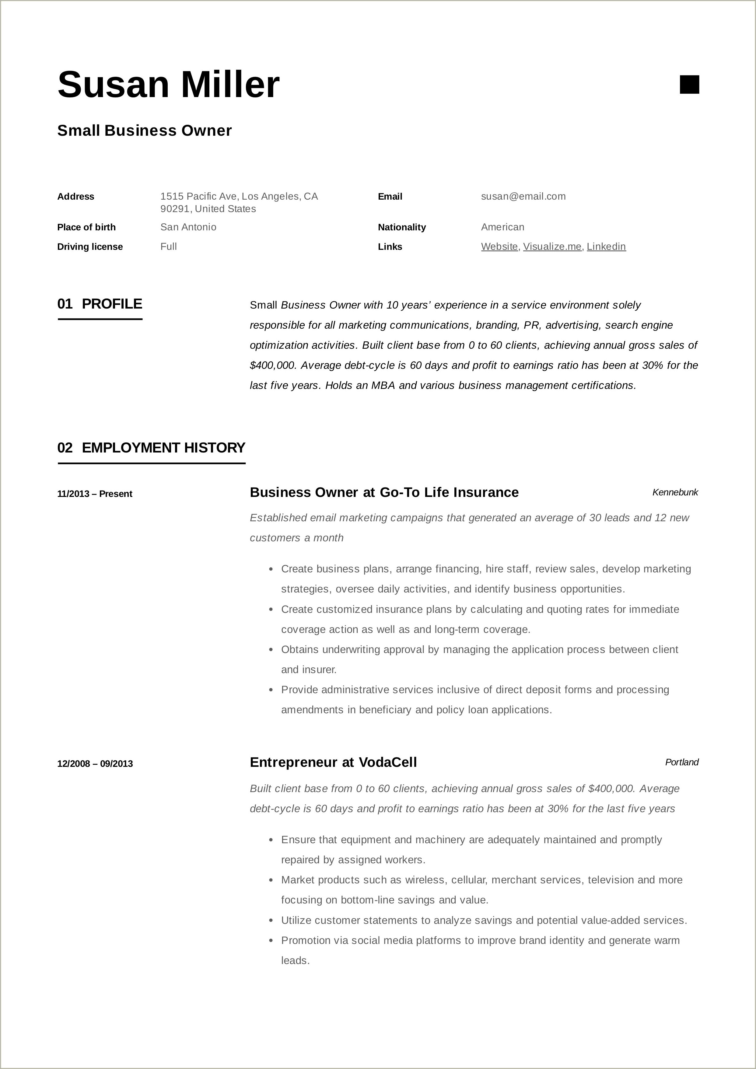 10 Business Owner Resume Samples Jobherojobhero