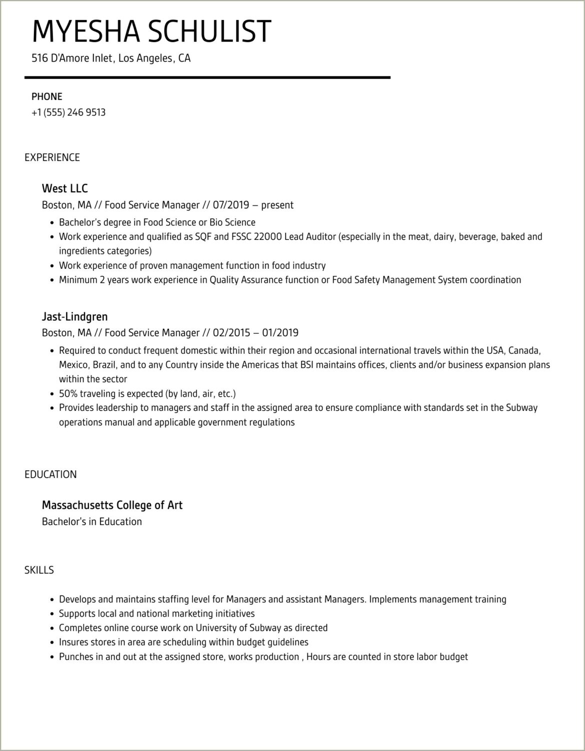 10 Food Service Manager Resume Samples Jobherojobhero