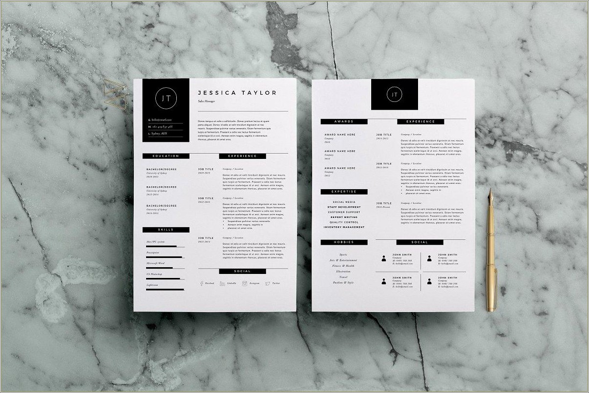 2 Page Resume Template Free Download