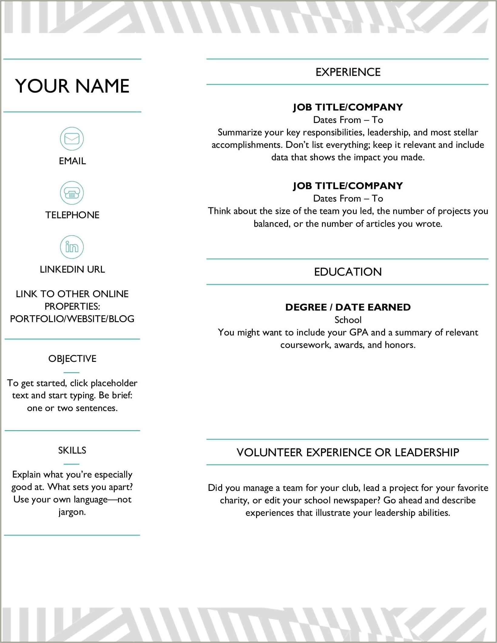 2 Page Resume Template Word Free