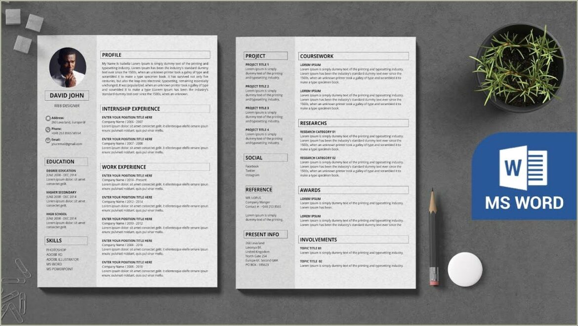 2 Page Word Resume Template Free