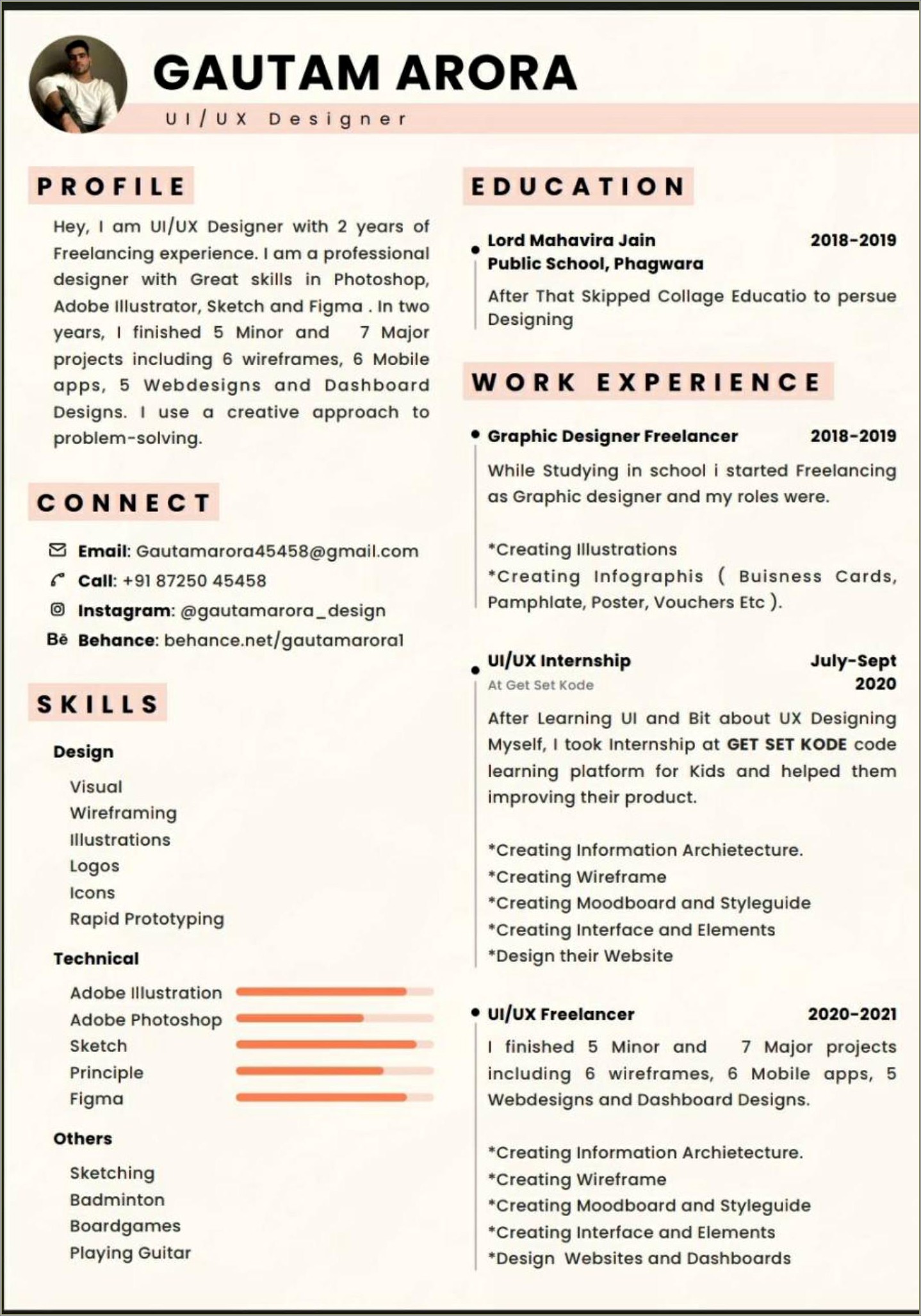 2 Years Experience Resume In Web Designer