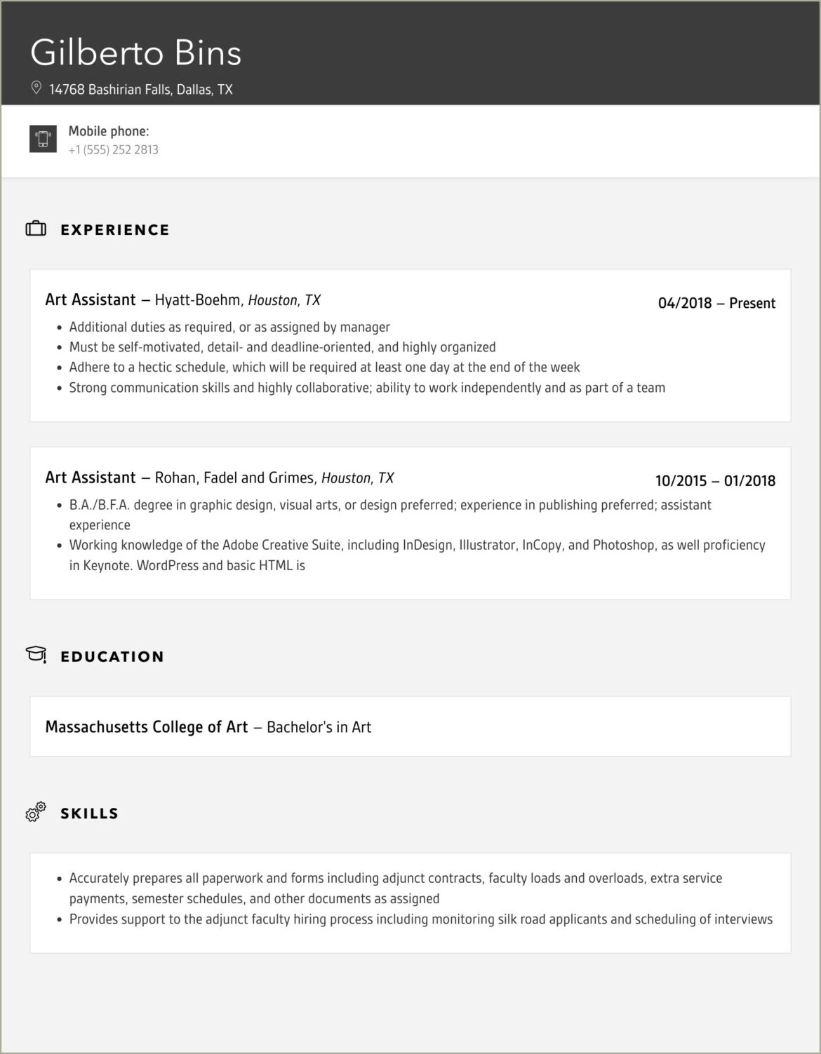 20+ Art Gallery Assistant Resume Samples Jobherojobhero