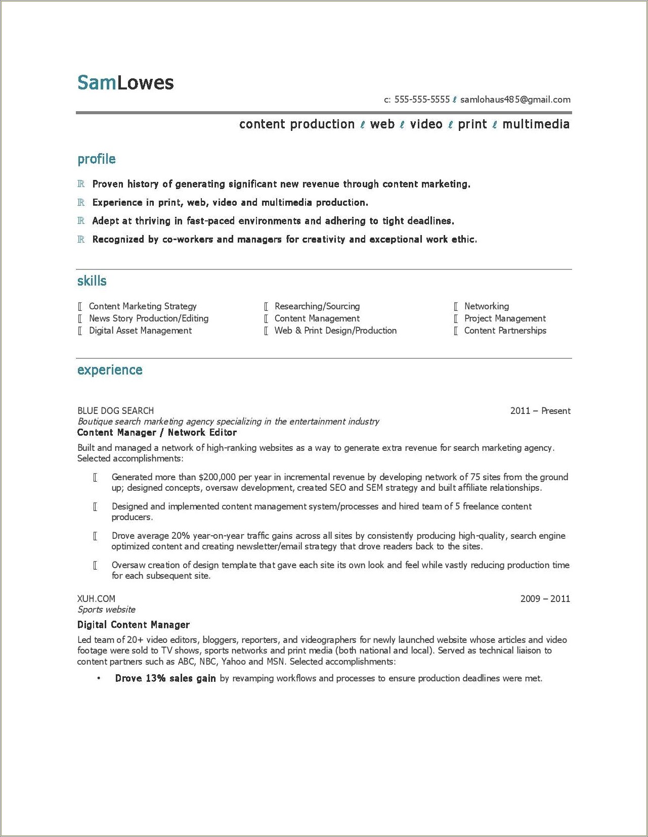 20 Years Of Experience On Resume