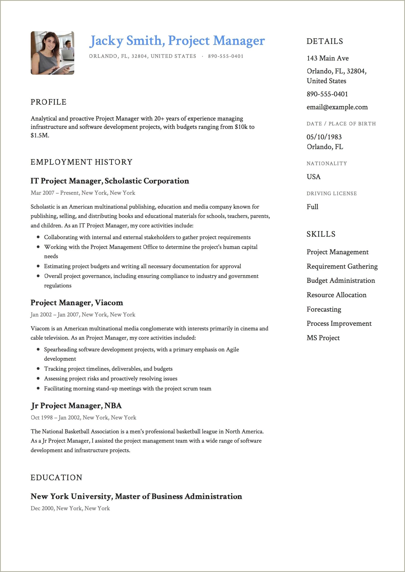 20 Years Work Experience Free Resume Templates