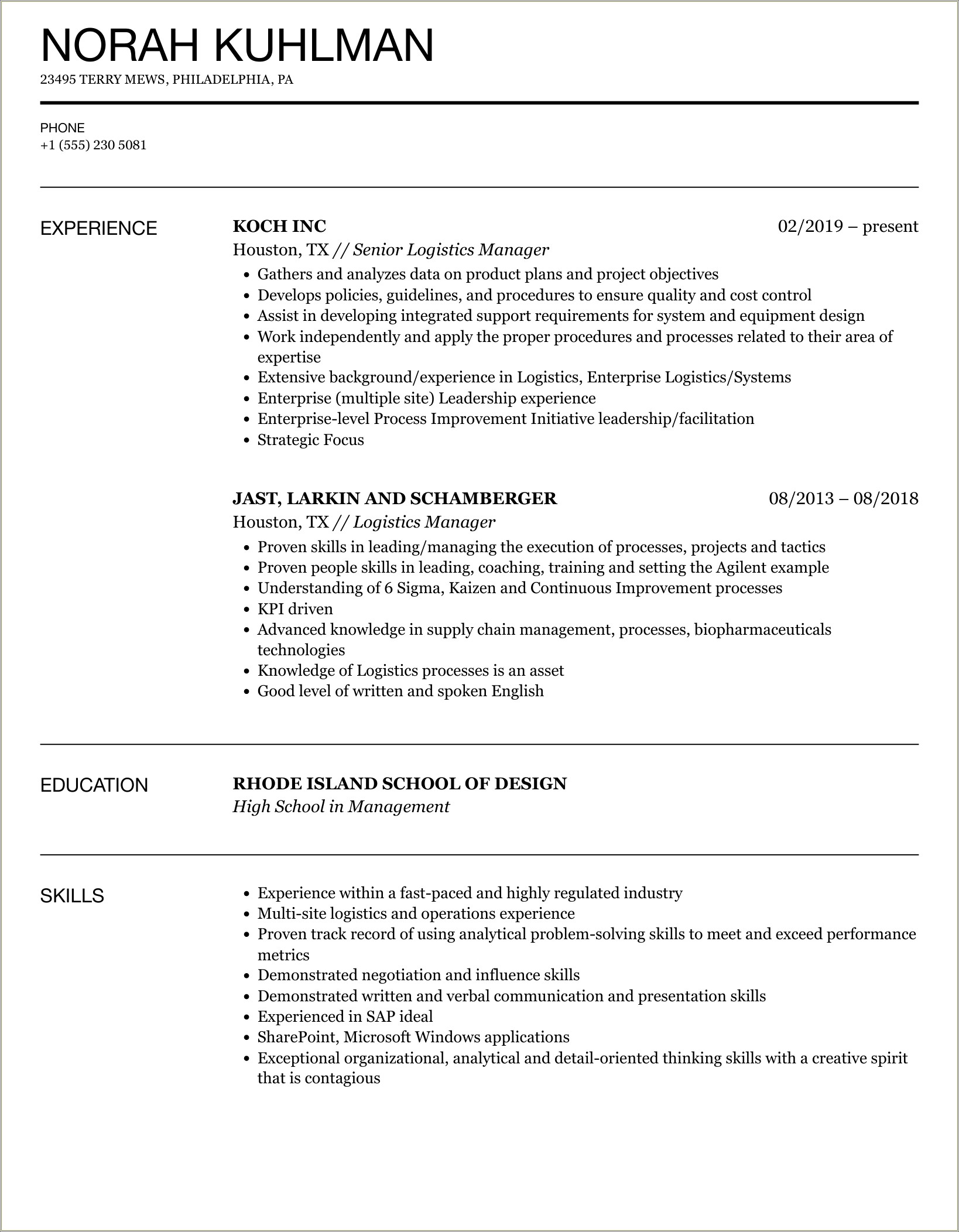 2018 Account Manager Resume Samples From 3pl Companies