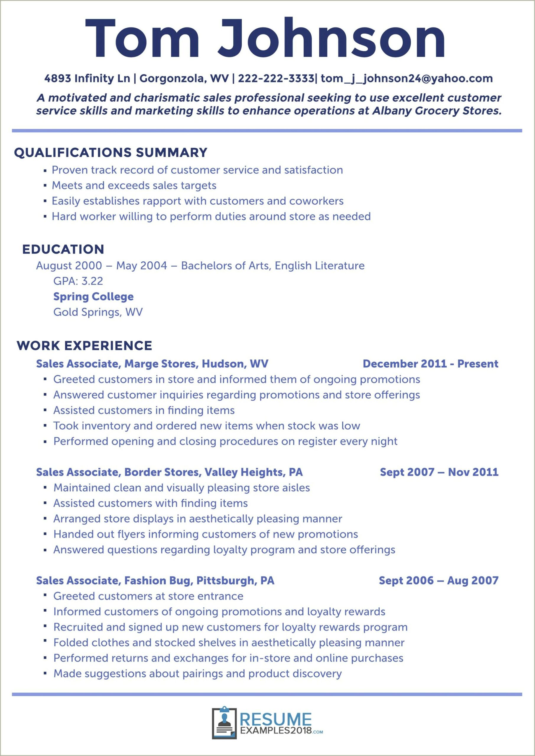 2018 Resume Summary Of Qualifications Samples