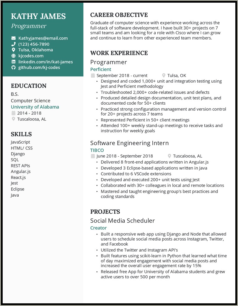 2018 Resume Templates For Information Technology