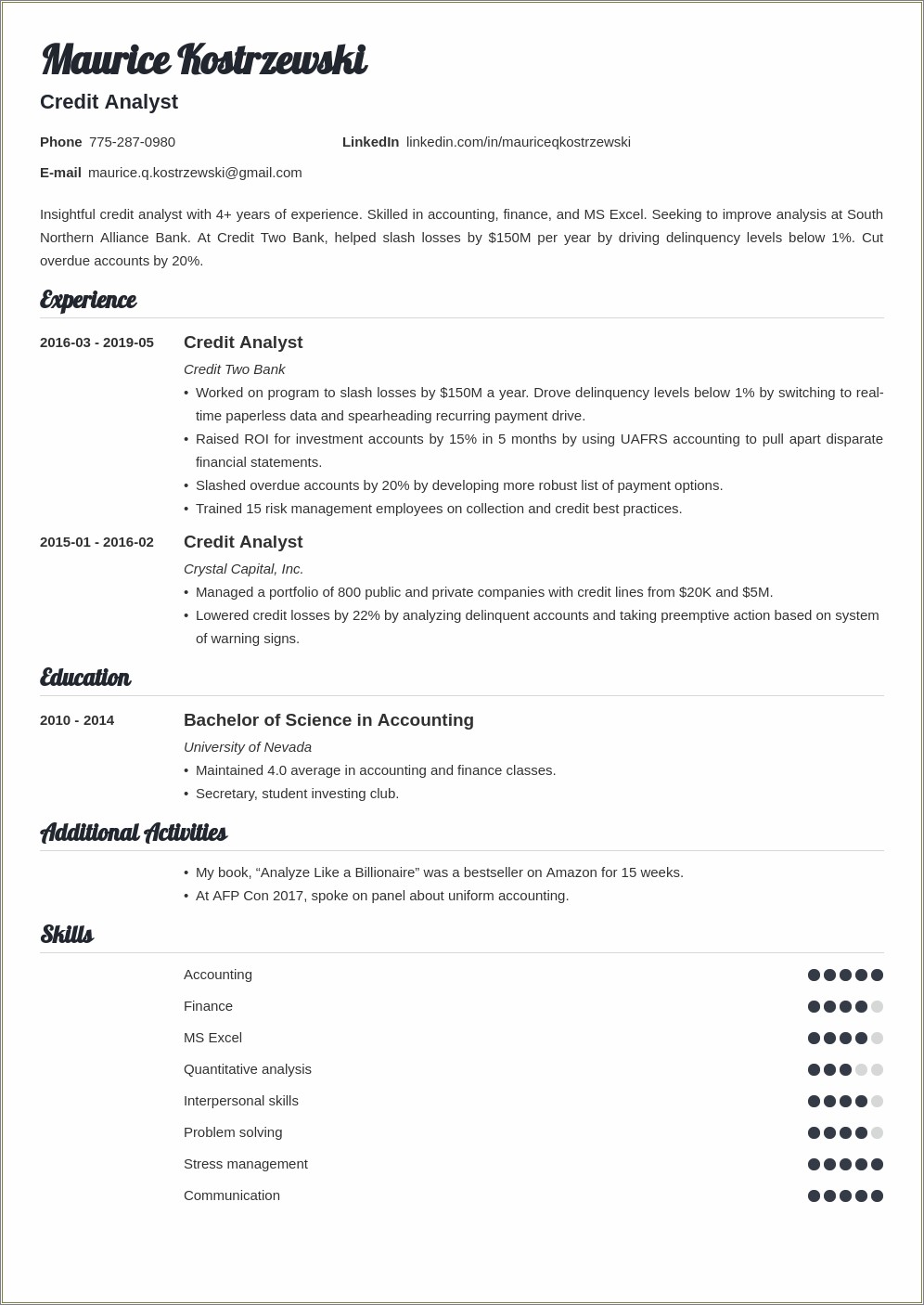 2019 Resume Template For Budget Analyst