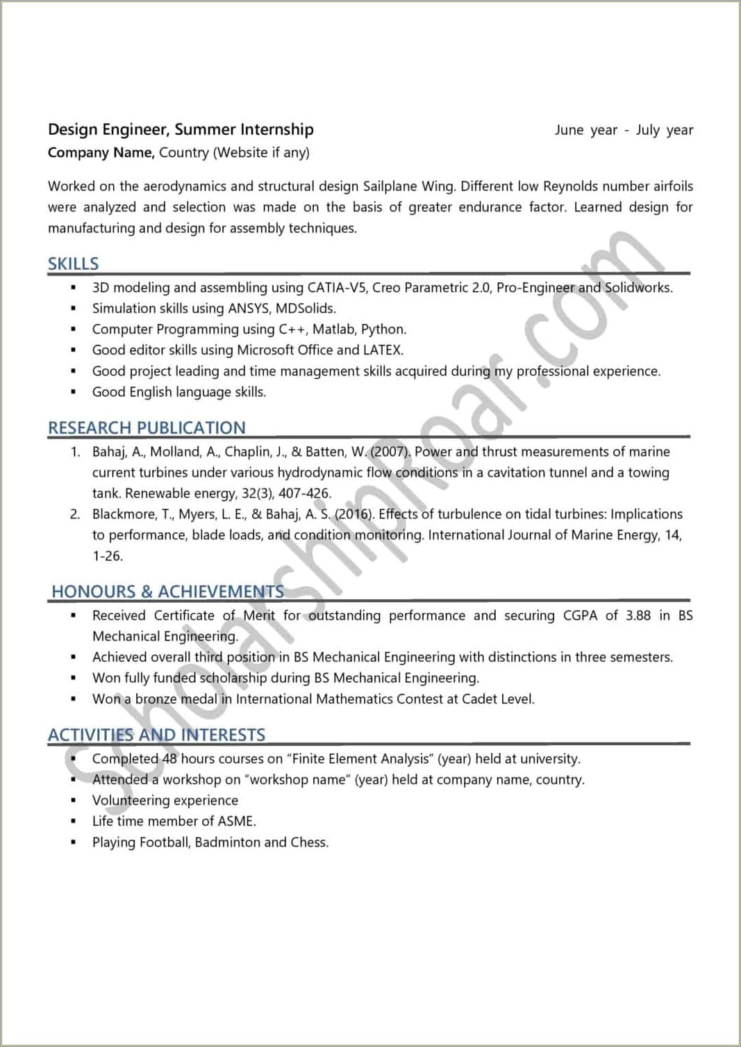 3 D Part And Assembly Modeling Experience Resume