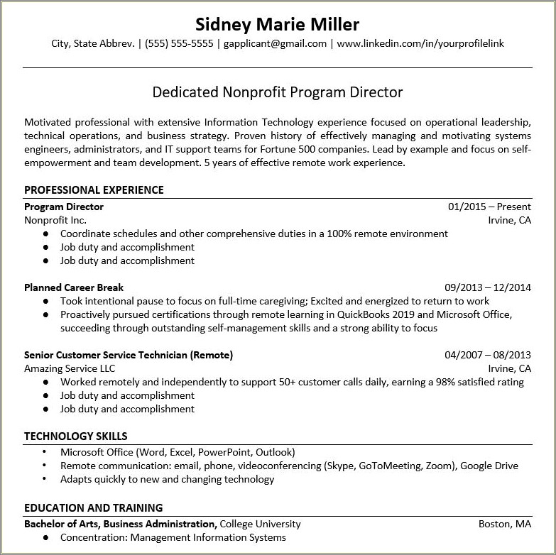 3 Jobs Within 5 Years Resume