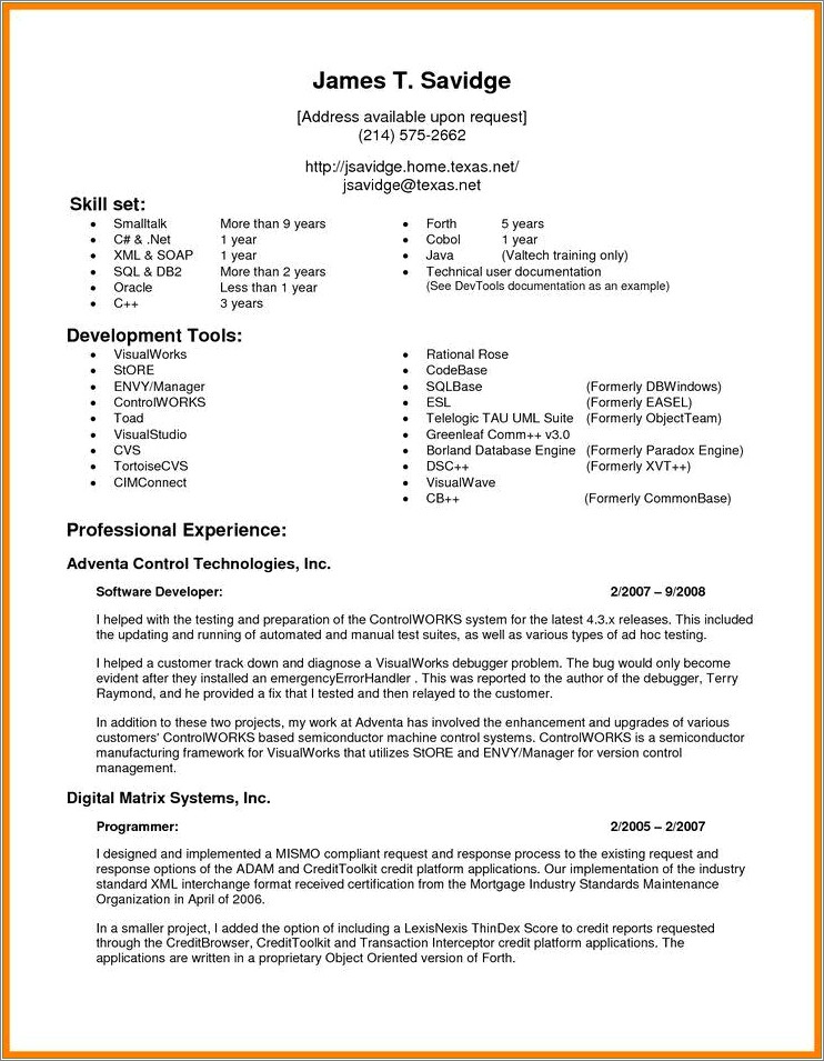 3 Year Experience Resume Format For Net