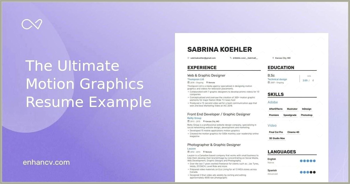 3d Modeling Resume For A Graphic Design Job