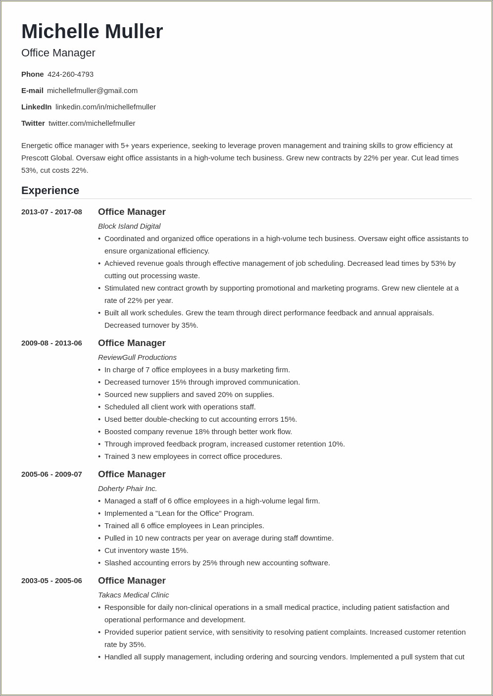 4 Years Experience 2 Page Resume