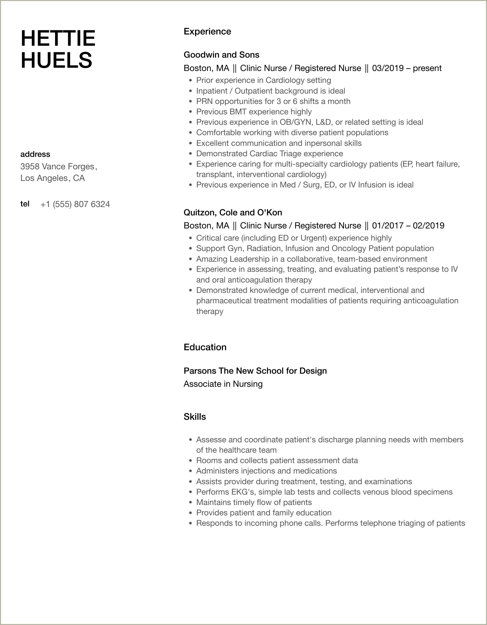 40+ Clinic Nurse Resume Samples Jobherojobhero