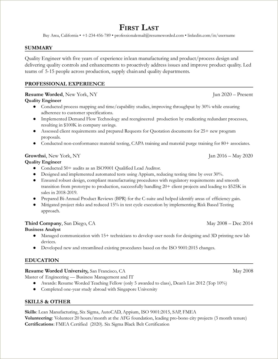 4th Class Power Engineer Resume Example