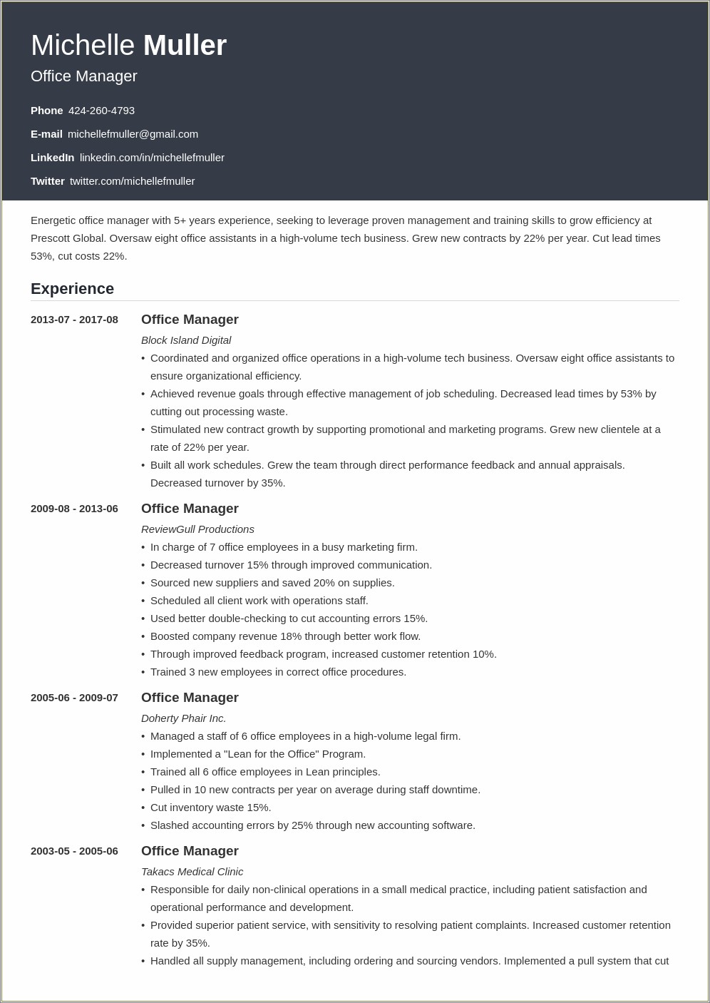 5 Years Experience In A Resume