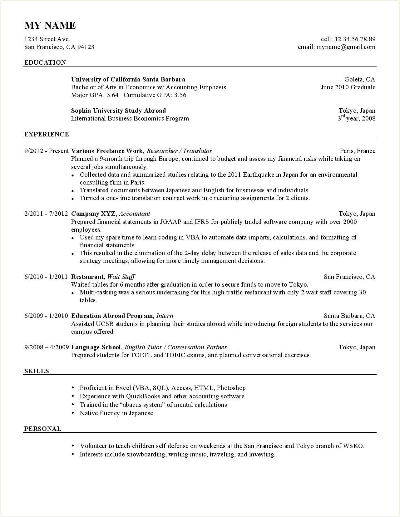 6 Month Contract Jobs On Resume