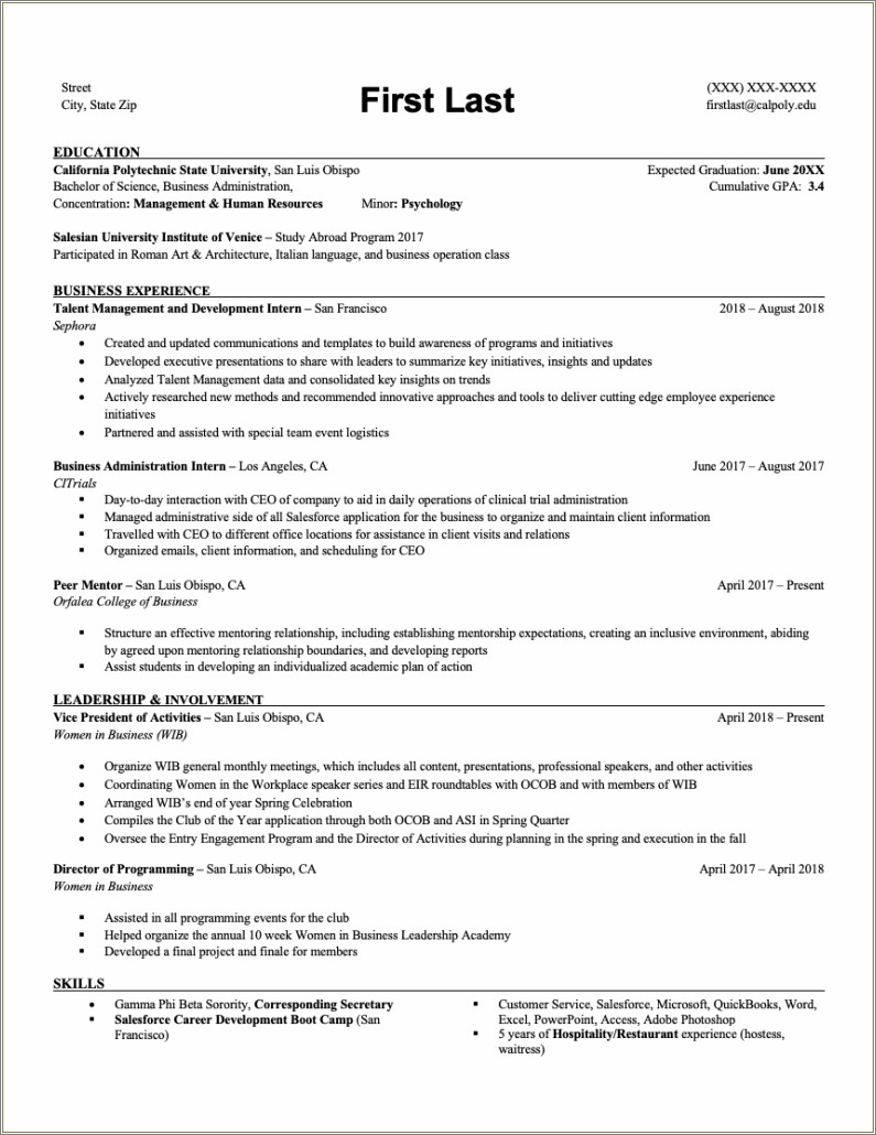 7 College Resume Tis With Examples