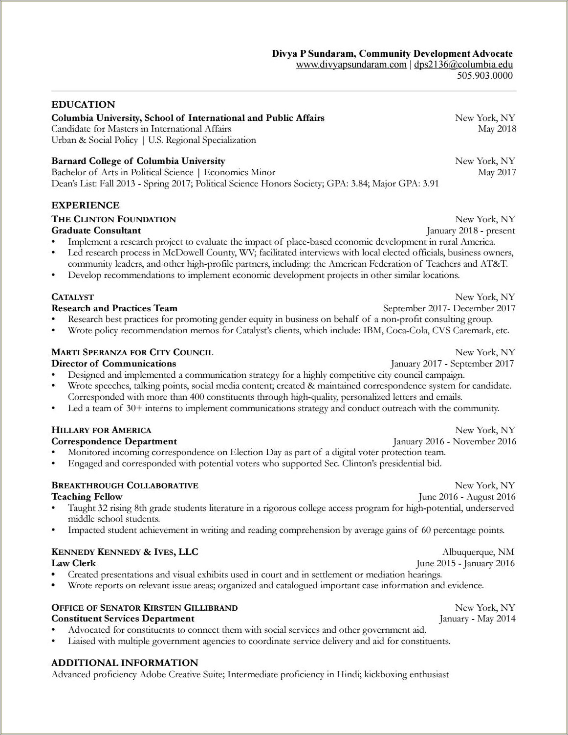 8th Grade Middle School Student Resume