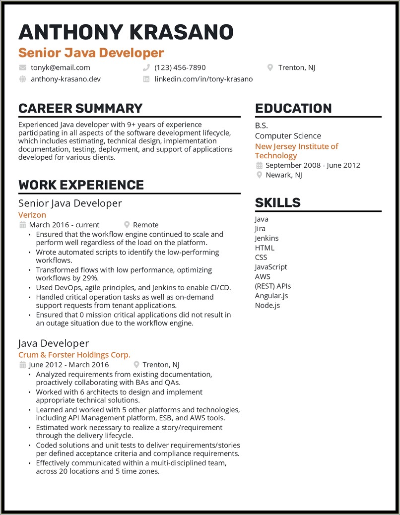 9 Years Work Experience 2 Page Resume