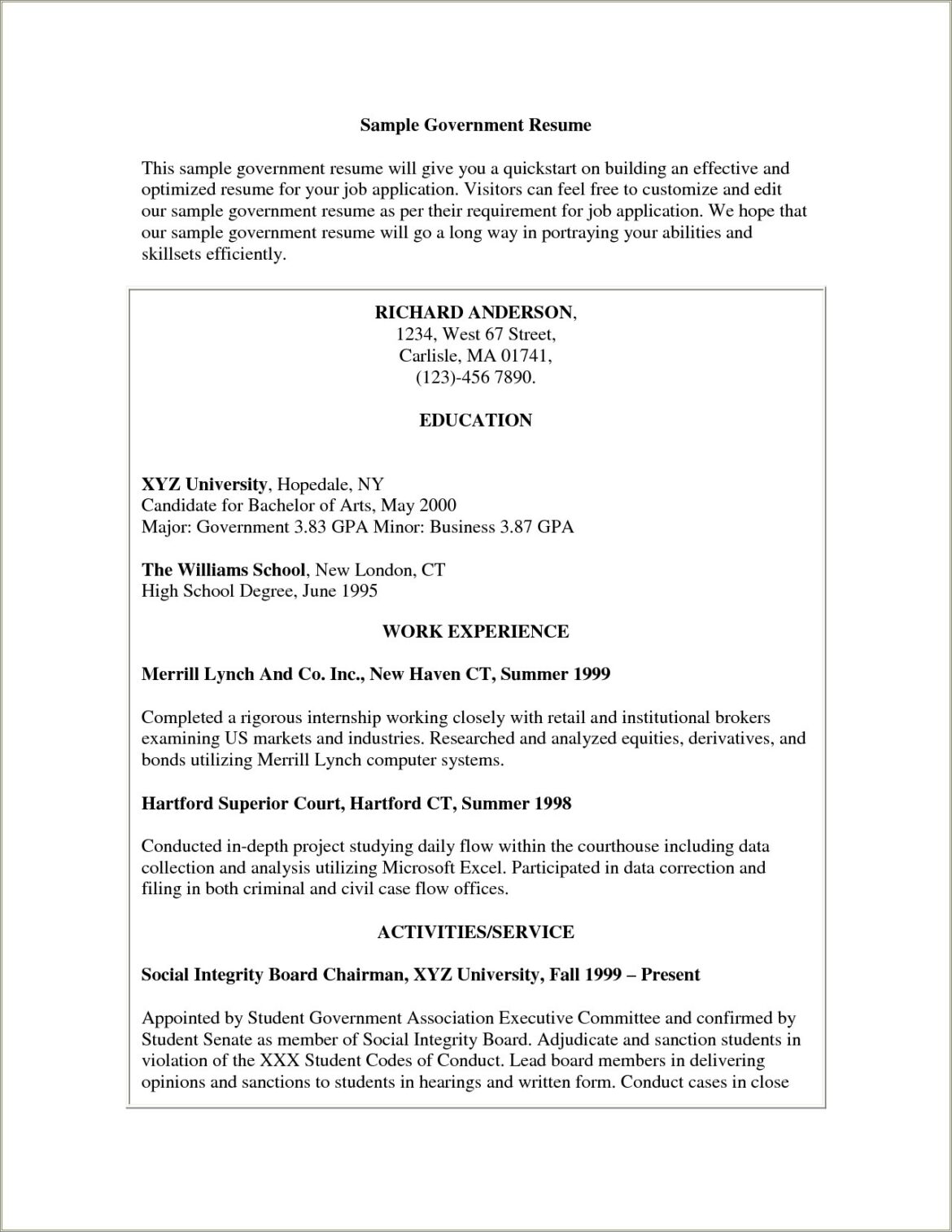 A Balnet Resume Example For Multi Jobs