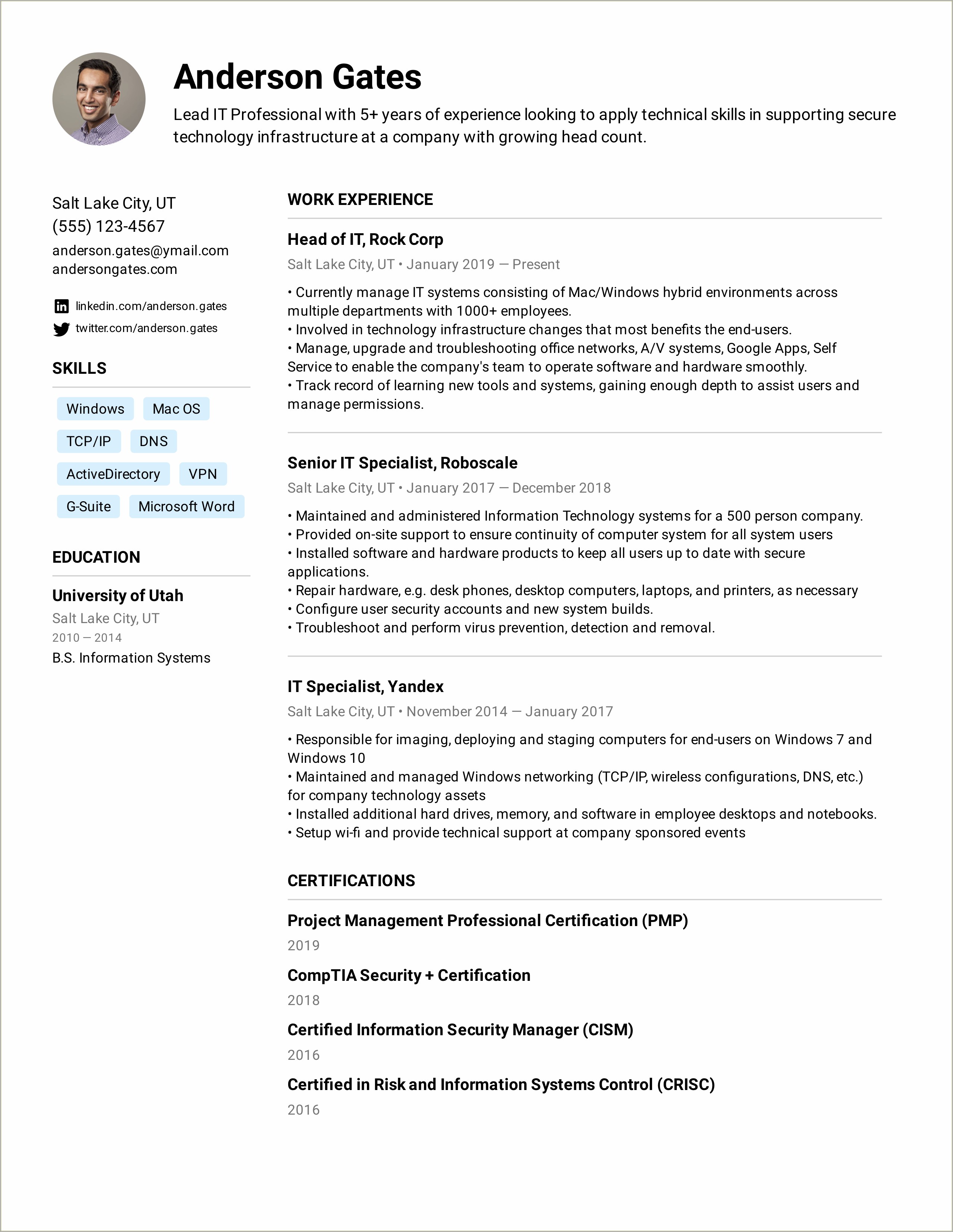 A General Professional Summary For Resume