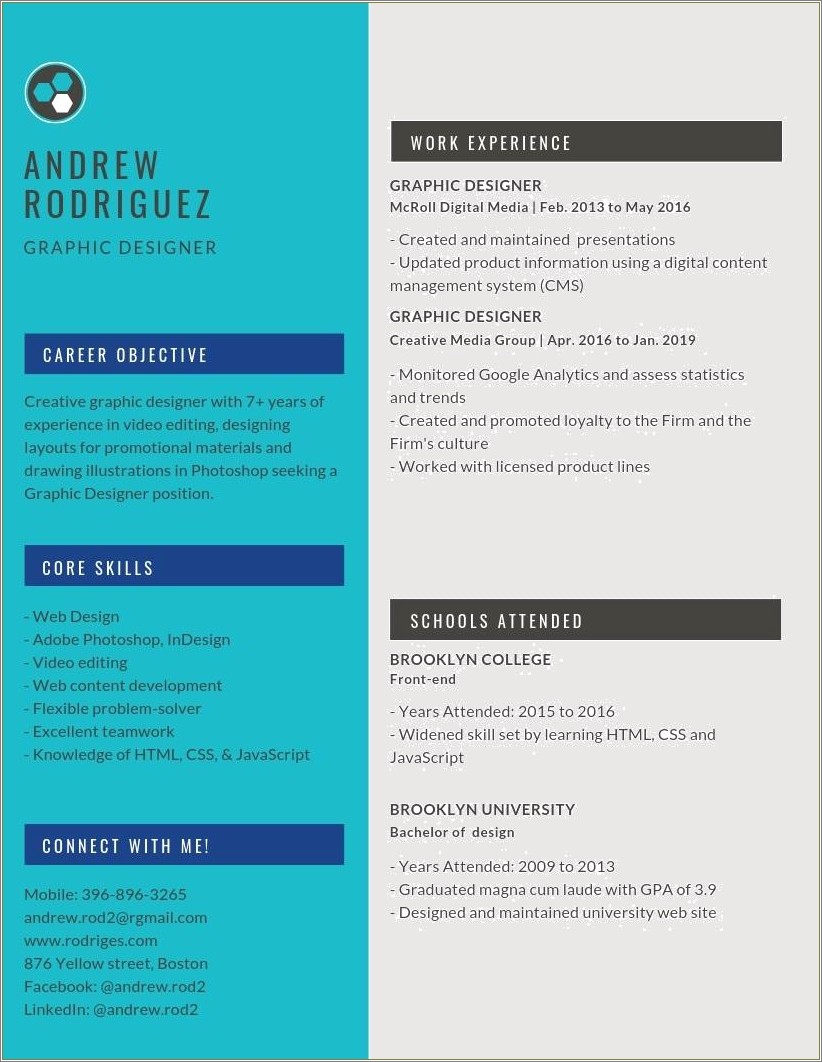 A Good Example Of A Graphic Designer Resume