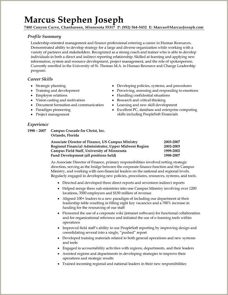 A Good Profile Summary For Resume