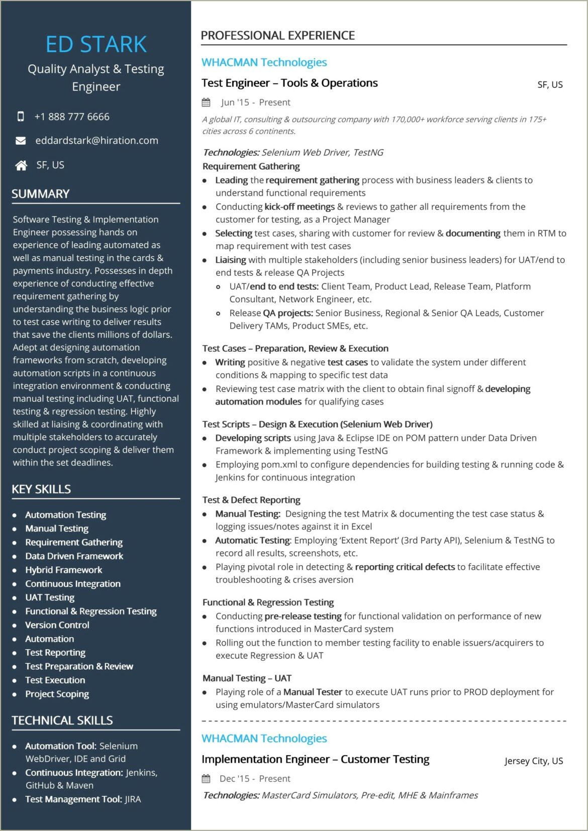 A Good Resume Sample Applying For Aston Technologies