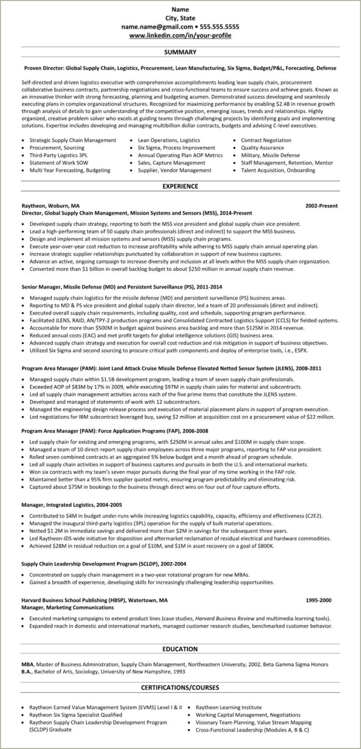 A Good Resume Summary For Supply Chain