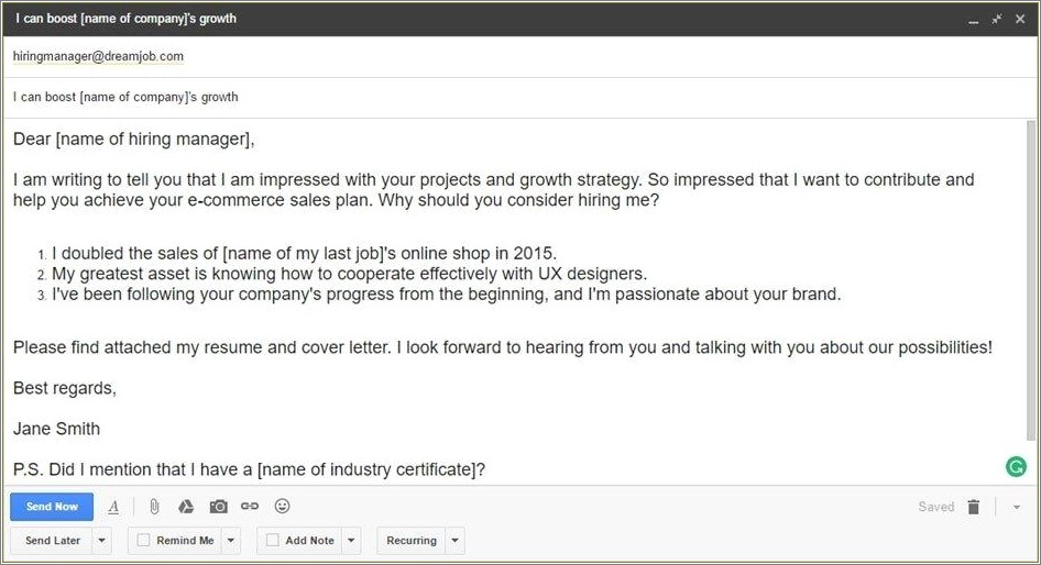 A Good Subject Line For Seding A Resume