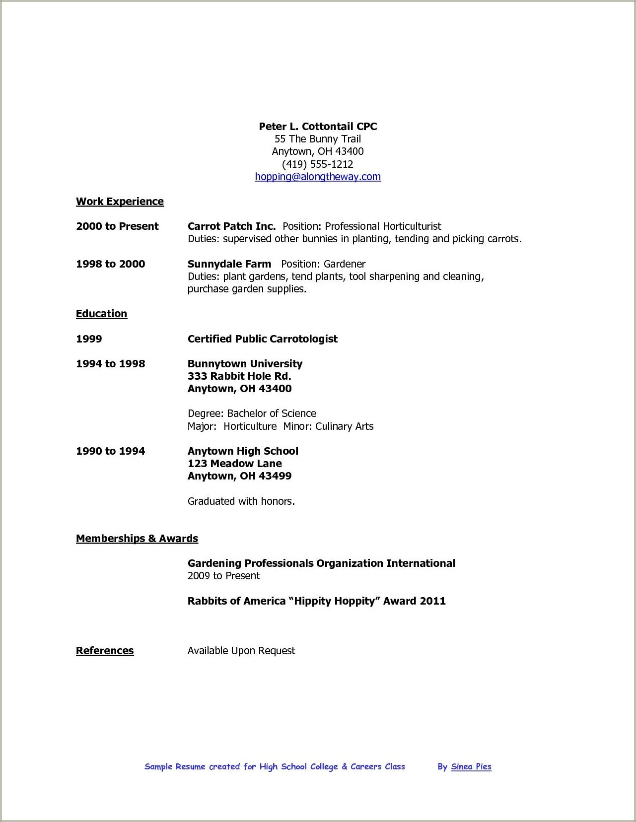 A High School Student Resume Heading