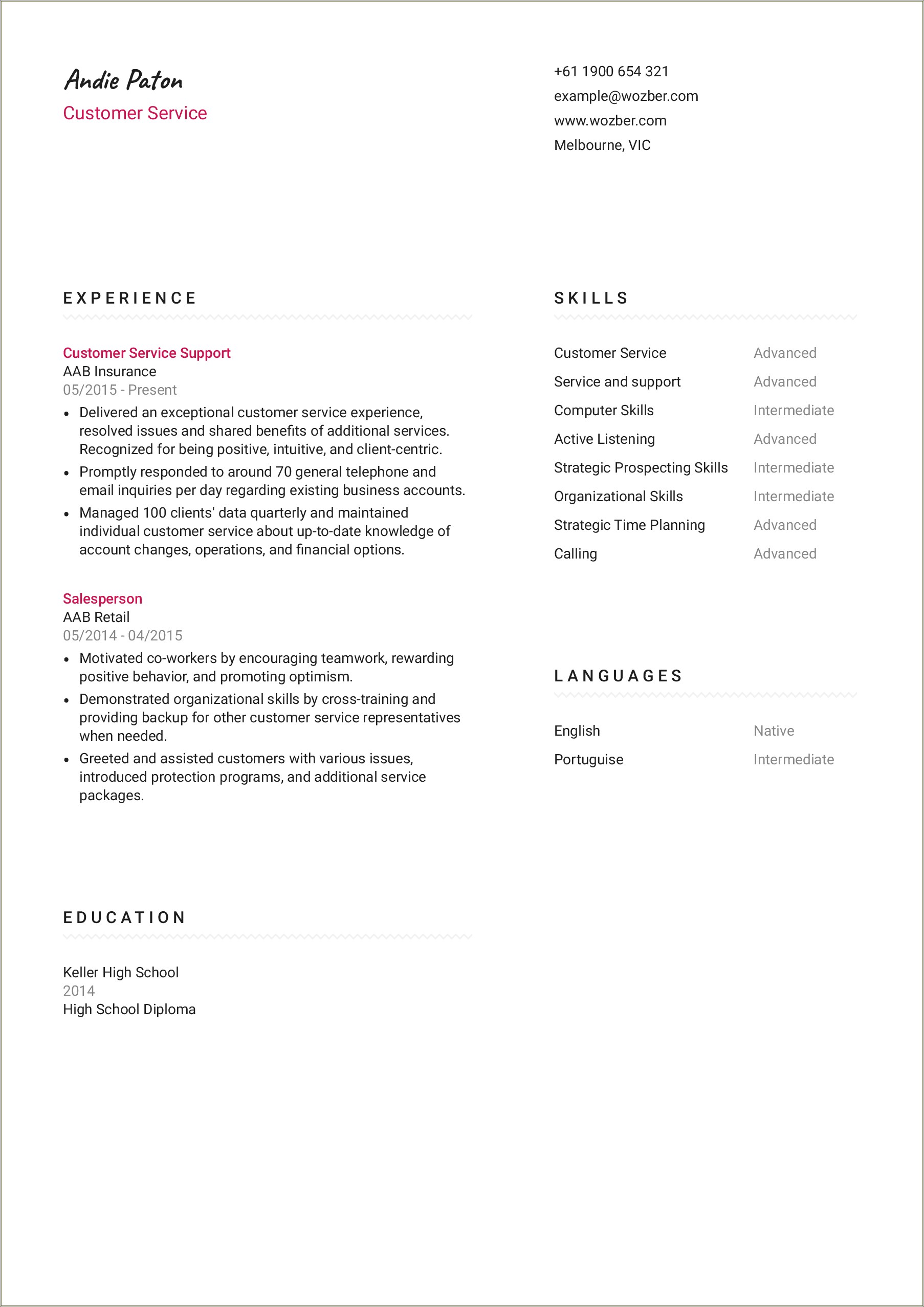 A List Of Customer Service Skills For Resume