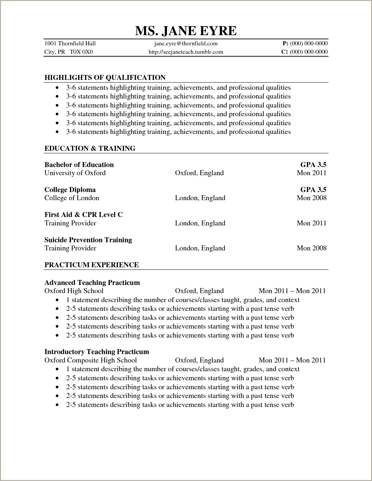 A Resume Example Including Volunteer Hours