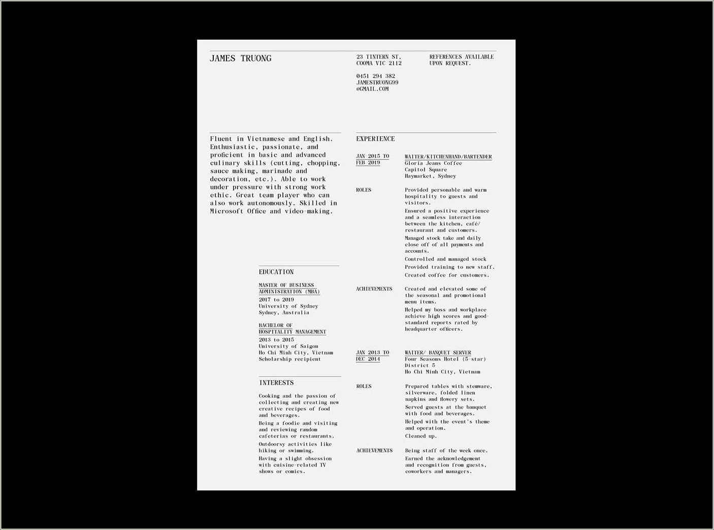 A Resume For Someone With Random Experience