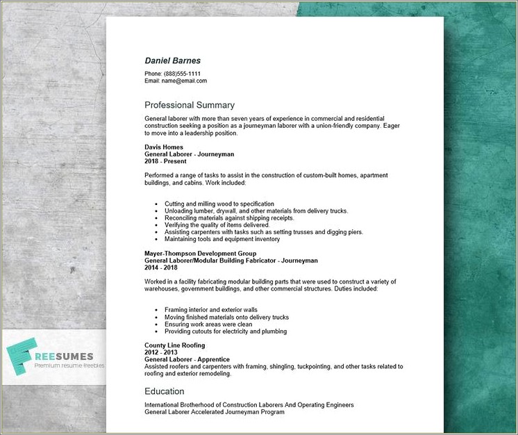 A Sample Of A General Resume